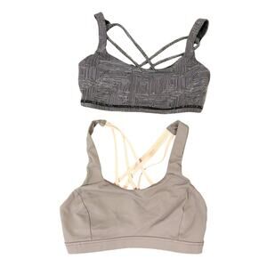 Lululemon Bra Lot Bundle Free to Be Serene Size 4 Black Pink Gray Yoga